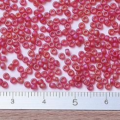 MIYUKIラウンドロカイユビーズ  日本製シードビーズ  11/0  （rr141fr）マット透明ルビーab  2x1.3mm  穴：0.8mm  約5500個/50g&nbsp;SEED-X0054-RR0141FR
