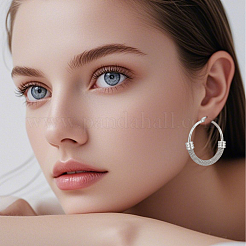 2ペア2色304ステンレススチールメッシュチェーンフープピアス  ゴールデン·ステンレス鋼色  35.5x6mm  1ペア/カラー&nbsp;EJEW-BBC0001-73B