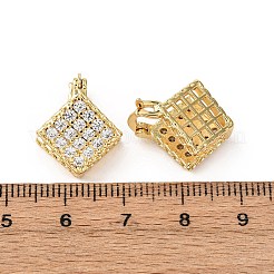 Brass Micro Pave Cubic Zirconia Rhombus Hoop Earrings&nbsp;EJEW-B153-09G
