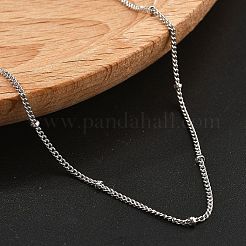女性用 2mm 真鍮サテライトチェーンネックレス  304ステンレススチール製カニカン付き  ラックめっき  鉛フリー＆カドミウムフリー  長持ちメッキ  プラチナ  17.56インチ（44.6cm）&nbsp;NJEW-D302-49P