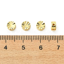 シェグレイスの真鍮ビーズ  カドミウムフリー＆ニッケルフリー＆鉛フリー  テクスチャフラットラウンド  18KGP本金メッキ  5.2x2.7mm  穴：0.6~1mm&nbsp;XGRQ1H002-336G