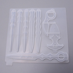 DIYキーホルダーシリコンペンダントモールド  レジン型  UVレジン用  エポキシ樹脂ジュエリー作り  混合形状  ホワイト  188x190x9.5mm&nbsp;LS-DIY-WH0167-97