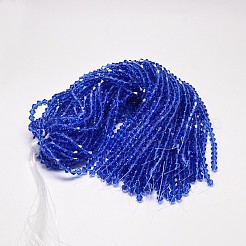 透明ガラスビーズ連売り  多面カット  双円錐形  藤紫色  4x4mm  穴：0.8~1mm  約75~78個/連  28~29cm&nbsp;EGLA-A039-T4mm-D08