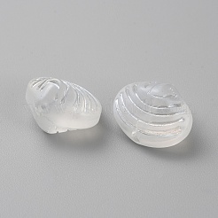 電気メッキガラスビーズ  シェル形状  ホワイトスモーク  12.5x14.5x10mm  穴：1mm&nbsp;LS-GLAA-WH0038-20A