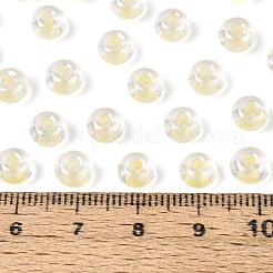 Fgb内側色透明ガラスシードビーズ  ロンデル  ライトカーキ  6x4mm  穴：2mm  約2000個/450g&nbsp;SEED-T009-01H
