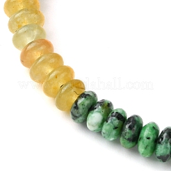 Natural & Synthetic Mixed Gemstone Flat Round Braided Bead Bracelet&nbsp;BJEW-JB09710-02