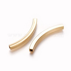 304ステンレスチューブビーズ  角穴  ゴールドカラー  45x4x4mm  穴：3x3mm&nbsp;X-STAS-L226-057G-G