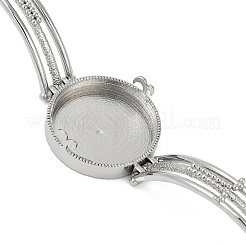 ブラスリンクブレスレット作り  フラットラウンドトレイ付き  ラックめっき  長持ちメッキ  プラチナ  トレイ：29mm  7インチ（17.8cm）&nbsp;KK-F891-19P