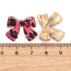 ヒョウ柄の蝶結びの合金スタッドピアス  ゴールドカラー  18x22mm&nbsp;EJEW-Z112-03G
