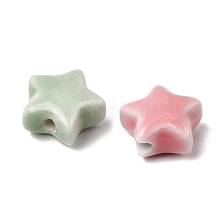 手作りの陶器ビーズ  光沢釉の磁器  スター  ミックスカラー  12.5~13x13~13.5x7mm  穴：2mm&nbsp;PR-CBAD492-01