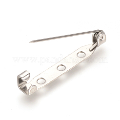 変色防止 304 ステンレススチール ピンブローチ バックバー金具  ステンレス鋼色  32x5x6mm  穴：2mm  ピン：0.8mm&nbsp;STAS-Q184-03