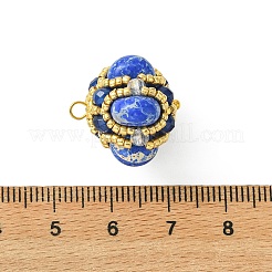 Dyed Natural Malaysia Jade & Synthetic Imperial Jasper & Glass Seed Beaded Pendants&nbsp;PALLOY-MZ01365-01