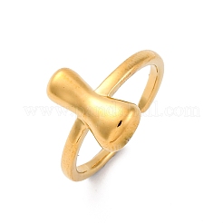 女性用304ステンレススチールオープンカフリング  文字L  18KGP本金メッキ  文字I  13~14x7~15mm&nbsp;RJEW-M060-01G-09