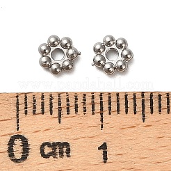 304ステンレススチールスペーサービーズ  花  ステンレス鋼色  5x1.5mm  穴：1.2mm&nbsp;STAS-Z141-01P-02