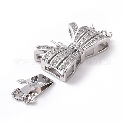 3-Strand 6-Hole Brass Micro Pave Clear Cubic Zirconia Box Clasps&nbsp;KK-G427-08P