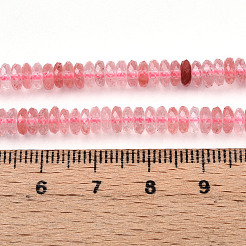チェリークォーツガラスビーズ連売り  多面カット  ロンデル  5x2mm  穴：0.8mm  約174~177個/連  15.35~15.55''（39~39.5センチメートル）&nbsp;G-T141-61