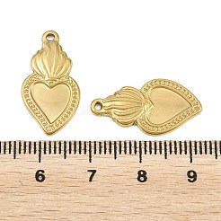エナメル用304ステンレススチール製ペンダント台座  神聖な心のチャーム  イオンプレーティング（ip）  18KGP本金メッキ  22.5x12x2mm  穴：1mm&nbsp;STAS-L317-16G