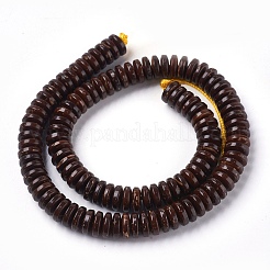 ココナッツビーズ連売り  フラットラウンド  ココナッツブラウン  8x2.5~3mm  穴：1.2mm  約109~112個/連  12.1~12.2インチ（30.7~31cm）&nbsp;COCO-O009-01-8x3mm