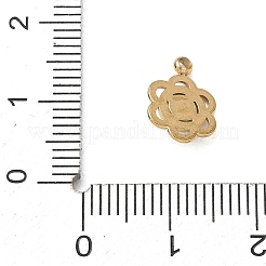 304ステンレスペンダント  ラインストーン付き  花のチャーム  ゴールドカラー  44.5x36x3mm  穴：3.5mm&nbsp;SE-CBA908C-04G