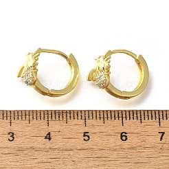 真鍮クリアキュービックジルコニアフープピアス  昆虫  18KGP本金メッキ  13x13mm&nbsp;EJEW-M047-05G