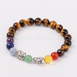 Stretch Buddhist Jewelry Multi-Color Gemstone Chakra Bracelets&nbsp;BJEW-JB01690