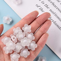 透明なアクリルビーズ  艶消し  二層ビーズ  花  ホワイトスモーク  16.5x17x9.5mm  穴：2.5mm  約390個/500g&nbsp;TACR-S152-09C-06