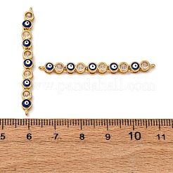 Brass Pave Clear Cubic Zirconia Enamel Evil Eye Connector Charms&nbsp;KK-CJC0013-03G-01-RS