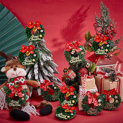 10Pcs 2 Styles Plastic Christmas Wreaths&nbsp;AJEW-OC0014-73