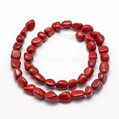 天然石レッドジャスパービーズ連売り  ナゲット  7~9x7~9x3~8mm  穴：1mm  約42~47個/連  15.7インチ（40cm）&nbsp;G-F464-30