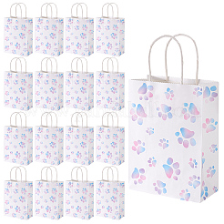 Rectangle with Paw Print Pattern Paper Storage Bags with Handle&nbsp;ABAG-WH0046-39B