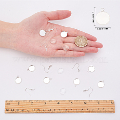 DIYイヤリング作成キット  12mmの透明な透明ガラスカボション付き  真鍮製のペンダントカボションカットと真鍮製のピアスフック  銀  120個/箱&nbsp;DIY-SC0010-84S