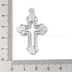 ラインストーン ペンダント付き合金  クロスチャーム  プラチナ  41x26x2.5mm  穴：2.5mm&nbsp;FIND-M021-24P-02