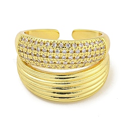 Rack Plating Brass Micro Pave Cubic Zirconia Open Cuff Rings for Women&nbsp;RJEW-I104-16G