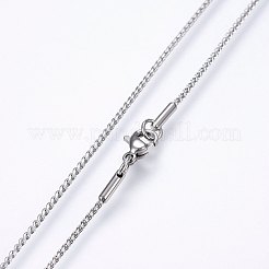 変色しない304ステンレススチールチェーンネックレス  カニカン付き  ステンレス鋼色  17.7インチ（45cm）  1.3mm&nbsp;X-NJEW-F227-01P-01