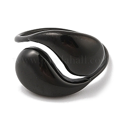 女性用オープン304ステンレススチール指輪  ティアドロップ  ブラック  15mm  内径：18mm&nbsp;RJEW-B070-01EB