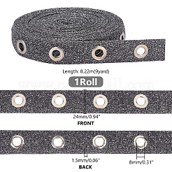 9ヤードのグリッターポリエステルリボン（合金アイレット付き）  洋服アクセサリー  グレー  1インチ（24mm）&nbsp;OCOR-PH0002-94A