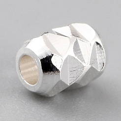 真鍮ビーズ  カドミウムフリー＆鉛フリー  長持ちメッキ  バレル  925銀メッキ  4x3mm  穴：1.2mm&nbsp;KK-O133-300B-S