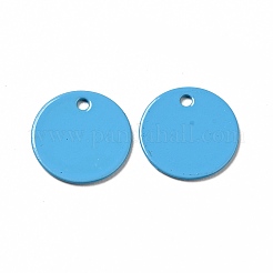 スプレー塗装された201ステンレススチールチャーム  フラットラウンドのチャーム  ミックスカラー  12x1mm  穴：1.2mm&nbsp;STAS-G304-13