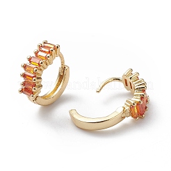 Orange Cubic Zirconia Rectangle Hoop Earrings&nbsp;EJEW-L261-007G