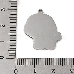 変色しない201ステンレススチールペンダント  プードルのチャーム  ステンレス鋼色  24.5x20.5x1.5mm  穴：1mm&nbsp;STAS-C095-22P