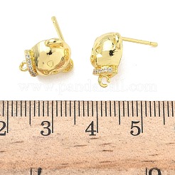 クマの真鍮マイクロパヴェクリアキュービックジルコニアスタッドピアス金具  ラックめっき  長持ちメッキ  カドミウムフリー＆鉛フリー  18KGP本金メッキ  12x11.5mm  穴：1mm  ピン：11x1mm&nbsp;KK-G547-05G