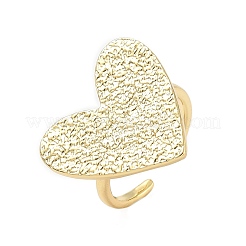女性用ハート真鍮カフリング  カドミウムフリー＆鉛フリー  ラックめっき  18KGP本金メッキ  20.5x23mm  内径：17.6mm&nbsp;RJEW-A069-09G