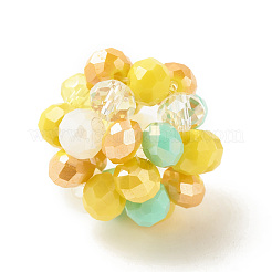 7Pcs 7 Colors Electroplated Glass Woven Beads&nbsp;EGLA-JF-6MM-M01