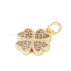 Rack Plating Brass Micro Pave Clear Cubic Zirconia Charms&nbsp;X-KK-Z060-13G