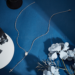 2Pcs 304 Stainless Steel Rosary Bead Necklaces Set For Easter&nbsp;NJEW-UN0001-43