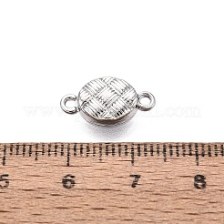 真鍮製マグネットクラスプ  織り楕円形  プラチナ  15x8x5mm  穴：1.4mm&nbsp;KK-Q074-01P