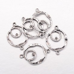 合金リンク/コネクター  カドミウムフリー＆ニッケルフリー＆鉛フリー  花  アンティークシルバー  30x22x2mm  穴：1.5mm&nbsp;PALLOY-EA10949Y-AS-NF