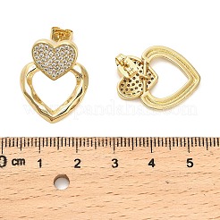 真鍮マイクロペーブクリアキュービックジルコニアスタッドピアス  18KGP本金メッキ  ハート  23x18.5mm&nbsp;EJEW-M097-01A-G