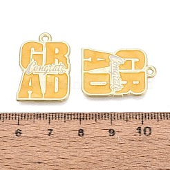 合金エナメルチャーム  お祝いの言葉と卒業のチャーム  ライトゴールド  ゴールデンロッド  24.5x17.5x1mm  穴：1.6mm&nbsp;ENAM-Q004-01KCG-01