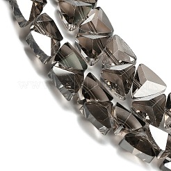 電気メッキガラスビーズセット  三角形  多面カット  グレー  7.5x8x5.5mm  穴：0.8mm  約70個/連  13.39''（34センチメートル）&nbsp;EGLA-P066-02A-PL04